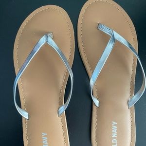 Flip Flop Sandals with Silver Strap (Never Used!!)